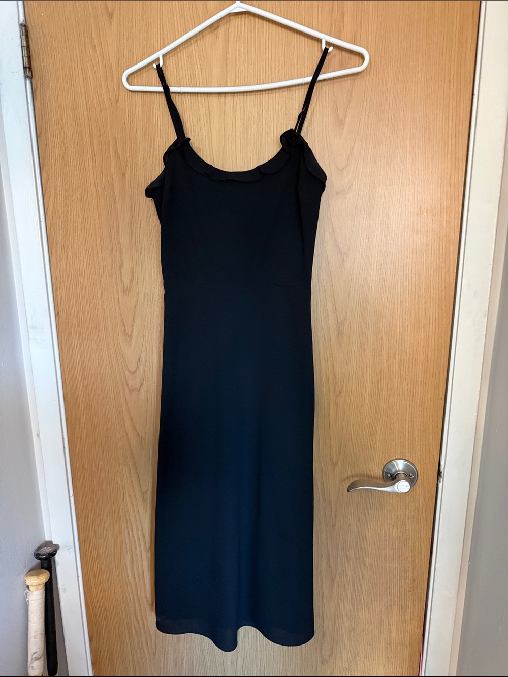 Wilfred Black Scalloped-Edge Slip Midi Dress - Picture 2 of 4